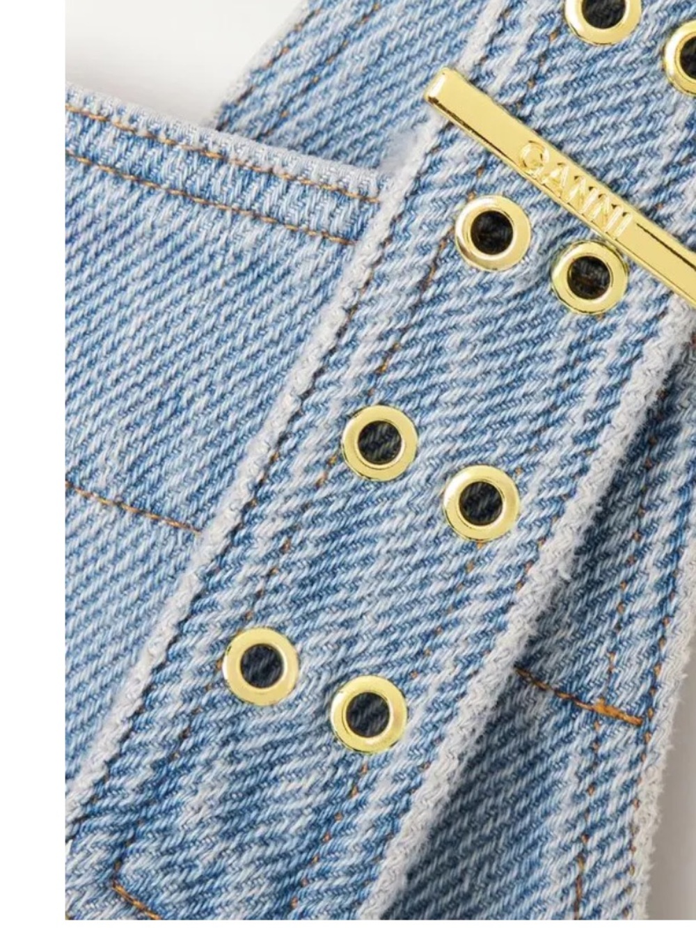 GANNI Light Blue Denim Short Overalls - Women Jeans - Picture 7 of 9